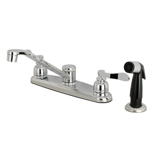 NuWave French Two-Handle 4-Hole 8" Centerset Kitchen Faucet with Side Sprayer