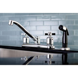 Millennium Two-Handle 4-Hole 8" Centerset Kitchen Faucet with Side Sprayer