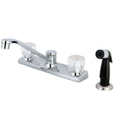 Columbia Two-Handle 4-Hole 8" Centerset Kitchen Faucet with Side Sprayer