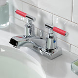 Kaiser Double-Handle 3-Hole Deck Mount 4-Inch Centerset Bathroom Faucet with ABS Pop-Up Drain