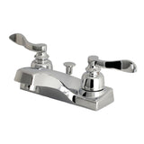 NuWave French Double-Handle 3-Hole Deck Mount 4-Inch Centerset Bathroom Faucet with ABS Pop-Up Drain