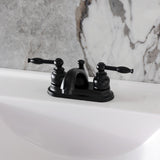 Knight Two-Handle 3-Hole Deck Mount 4" Centerset Bathroom Faucet with Plastic Pop-Up