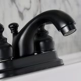 Knight Two-Handle 3-Hole Deck Mount 4" Centerset Bathroom Faucet with Plastic Pop-Up