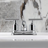 Manhattan Double-Handle 3-Hole Deck Mount 4-Inch Centerset Bathroom Faucet with Pop-Up Drain