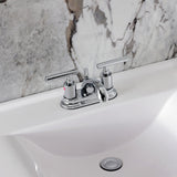 Manhattan Double-Handle 3-Hole Deck Mount 4-Inch Centerset Bathroom Faucet with Pop-Up Drain