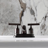 Manhattan Double-Handle 3-Hole Deck Mount 4-Inch Centerset Bathroom Faucet with Pop-Up Drain