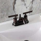 Manhattan Double-Handle 3-Hole Deck Mount 4-Inch Centerset Bathroom Faucet with Pop-Up Drain