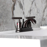 Manhattan Two-Handle 3-Hole Deck Mount 4" Centerset Bathroom Faucet with Pop-Up Drain