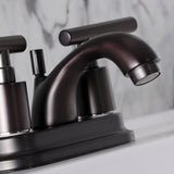 Manhattan Two-Handle 3-Hole Deck Mount 4" Centerset Bathroom Faucet with Pop-Up Drain