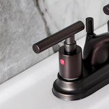 Manhattan Two-Handle 3-Hole Deck Mount 4" Centerset Bathroom Faucet with Pop-Up Drain