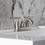 Manhattan Two-Handle 3-Hole Deck Mount 4" Centerset Bathroom Faucet with Pop-Up Drain