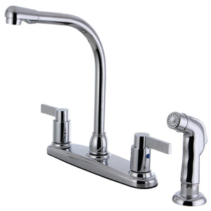 NuvoFusion Two-Handle 4-Hole 8" Centerset Kitchen Faucet with Side Sprayer