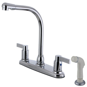 NuvoFusion Two-Handle 4-Hole 8" Centerset Kitchen Faucet with Side Sprayer