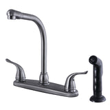 Yosemite Two-Handle 4-Hole 8" Centerset Kitchen Faucet with Side Sprayer