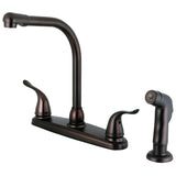 Yosemite Two-Handle 4-Hole 8" Centerset Kitchen Faucet with Side Sprayer