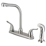 Yosemite Two-Handle 4-Hole 8" Centerset Kitchen Faucet with Side Sprayer