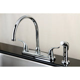 Yosemite Two-Handle 4-Hole 8" Centerset Kitchen Faucet with Side Sprayer