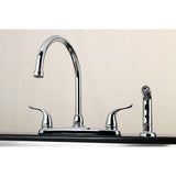 Yosemite Two-Handle 4-Hole 8" Centerset Kitchen Faucet with Side Sprayer