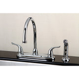 Yosemite Two-Handle 4-Hole 8" Centerset Kitchen Faucet with Side Sprayer