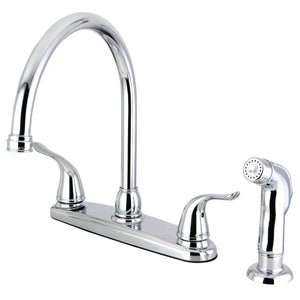 Yosemite Two-Handle 4-Hole 8" Centerset Kitchen Faucet with Side Sprayer