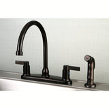 NuvoFusion Two-Handle 4-Hole 8" Centerset Kitchen Faucet with Side Sprayer