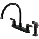 NuvoFusion Two-Handle 4-Hole 8" Centerset Kitchen Faucet with Side Sprayer