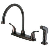 Yosemite Two-Handle 4-Hole 8" Centerset Kitchen Faucet with Side Sprayer