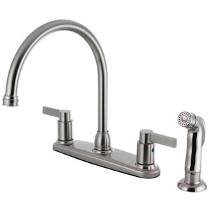 NuvoFusion Two-Handle 4-Hole 8" Centerset Kitchen Faucet with Side Sprayer