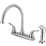 Yosemite Two-Handle 4-Hole 8" Centerset Kitchen Faucet with Side Sprayer