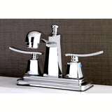 Queensbury Double-Handle 3-Hole Deck Mount 4-Inch Centerset Bathroom Faucet with Pop-Up Drain