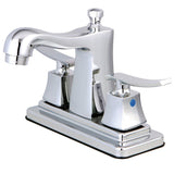 Queensbury Double-Handle 3-Hole Deck Mount 4-Inch Centerset Bathroom Faucet with Pop-Up Drain