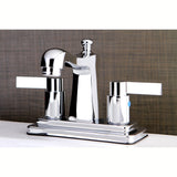 NuvoFusion Double-Handle 3-Hole Deck Mount 4-Inch Centerset Bathroom Faucet with Pop-Up Drain