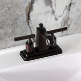 Manhattan Two-Handle 3-Hole Deck Mount 4" Centerset Bathroom Faucet with Pop-Up Drain