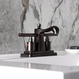 Manhattan Double-Handle 3-Hole Deck Mount 4-Inch Centerset Bathroom Faucet with Pop-Up Drain