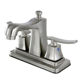 Queensbury Double-Handle 3-Hole Deck Mount 4-Inch Centerset Bathroom Faucet with Pop-Up Drain