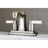 NuvoFusion Double-Handle 3-Hole Deck Mount 4-Inch Centerset Bathroom Faucet with Pop-Up Drain