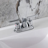 Manhattan Two-Handle 3-Hole Deck Mount 4" Centerset Bathroom Faucet with Pop-Up Drain