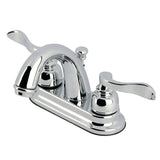 NuWave French Double-Handle 3-Hole Deck Mount 4-Inch Centerset Bathroom Faucet with Pop-Up Drain