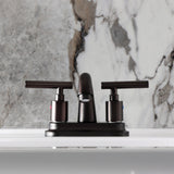 Manhattan Double-Handle 3-Hole Deck Mount 4-Inch Centerset Bathroom Faucet with Pop-Up Drain