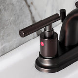 Manhattan Two-Handle 3-Hole Deck Mount 4" Centerset Bathroom Faucet with Pop-Up Drain