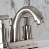 Manhattan Two-Handle 3-Hole Deck Mount 4" Centerset Bathroom Faucet with Pop-Up Drain