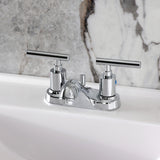 Manhattan Double-Handle 3-Hole Deck Mount 4-Inch Centerset Bathroom Faucet with Pop-Up Drain