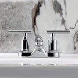 Manhattan Two-Handle 3-Hole Deck Mount 4" Centerset Bathroom Faucet with Pop-Up Drain