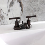 Manhattan Double-Handle 3-Hole Deck Mount 4-Inch Centerset Bathroom Faucet with Pop-Up Drain