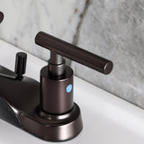 Manhattan Double-Handle 3-Hole Deck Mount 4-Inch Centerset Bathroom Faucet with Pop-Up Drain