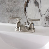 Manhattan Two-Handle 3-Hole Deck Mount 4" Centerset Bathroom Faucet with Pop-Up Drain