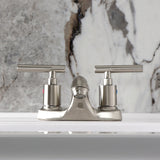 Manhattan Two-Handle 3-Hole Deck Mount 4" Centerset Bathroom Faucet with Pop-Up Drain