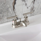 Manhattan Double-Handle 3-Hole Deck Mount 4-Inch Centerset Bathroom Faucet with Pop-Up Drain