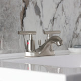 Manhattan Two-Handle 3-Hole Deck Mount 4" Centerset Bathroom Faucet with Pop-Up Drain