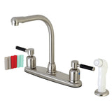 Kaiser Two-Handle 4-Hole 8" Centerset Kitchen Faucet with Side Sprayer